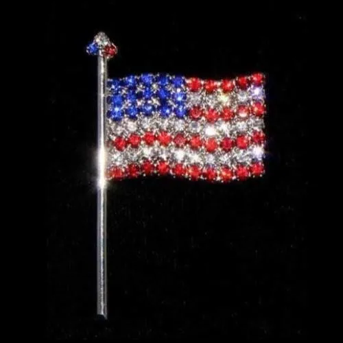 Rhinestone American Flag Pin