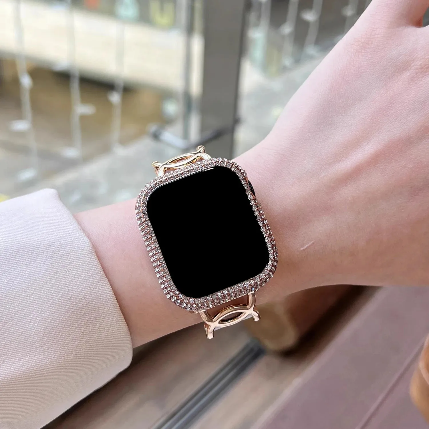 Rhinestone Apple Watch Case with Tempered Glass Screen Protector | 38-45mm & SE/Series 1-9