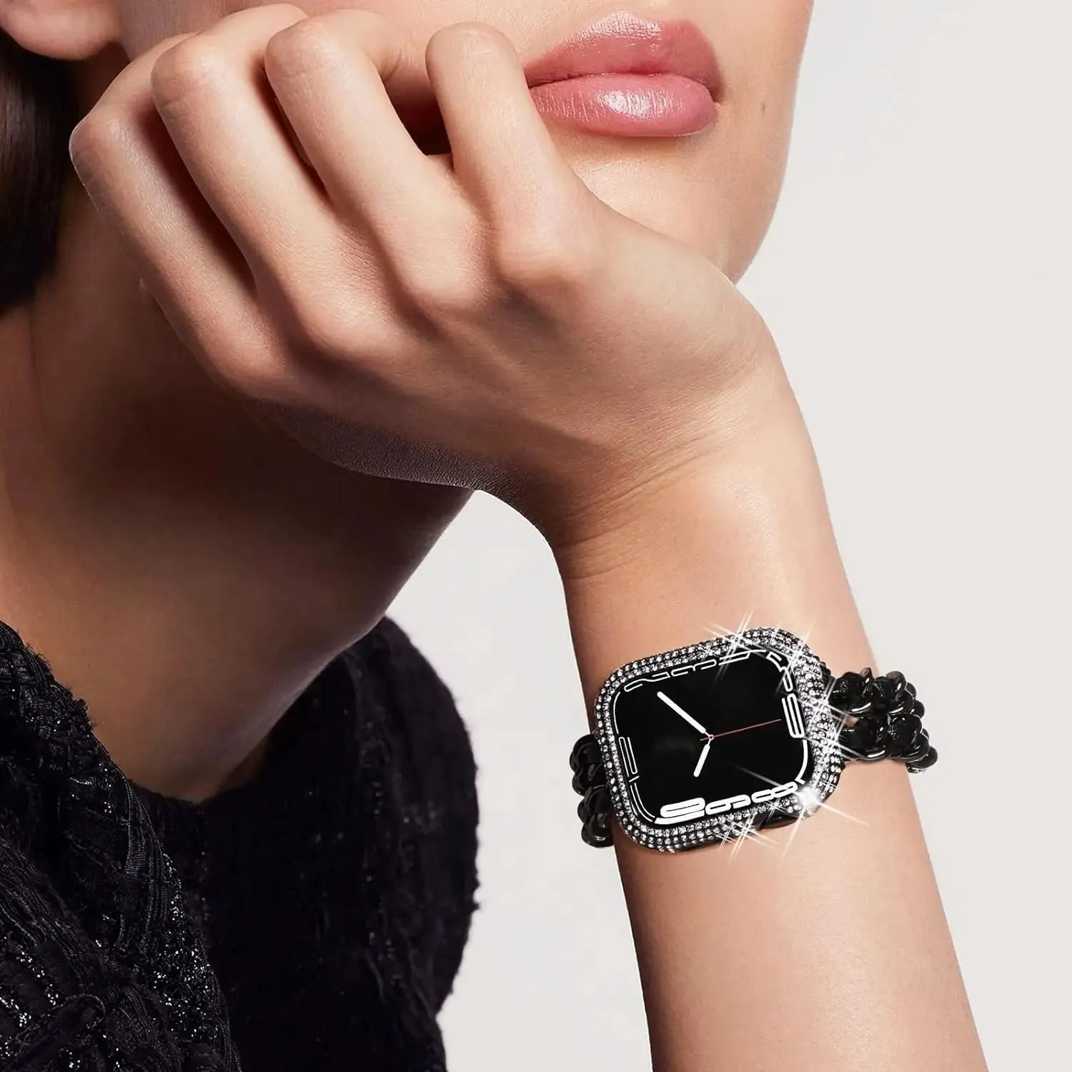 Rhinestone Apple Watch Case with Tempered Glass Screen Protector | 38-45mm & SE/Series 1-9