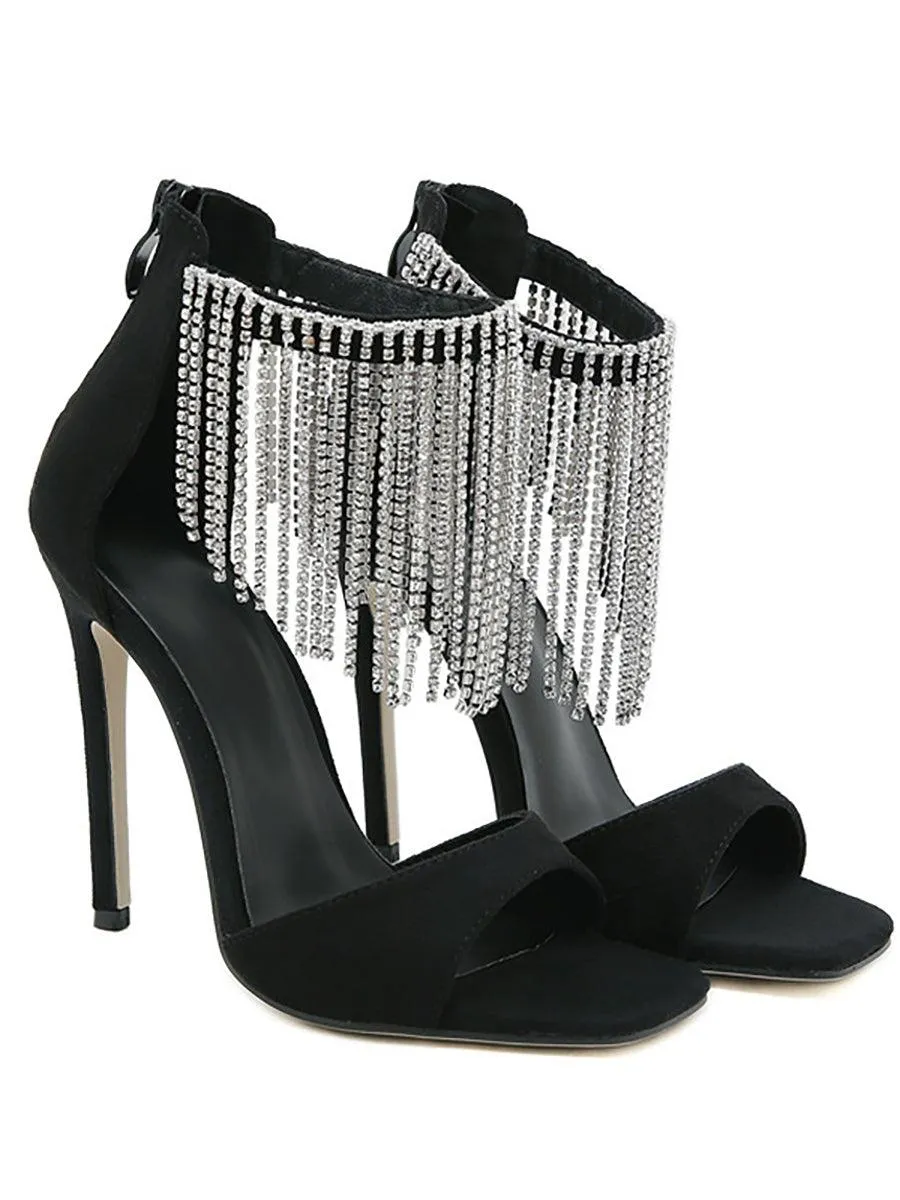 Rhinestone Banquet Tassel High Heels MHE1089