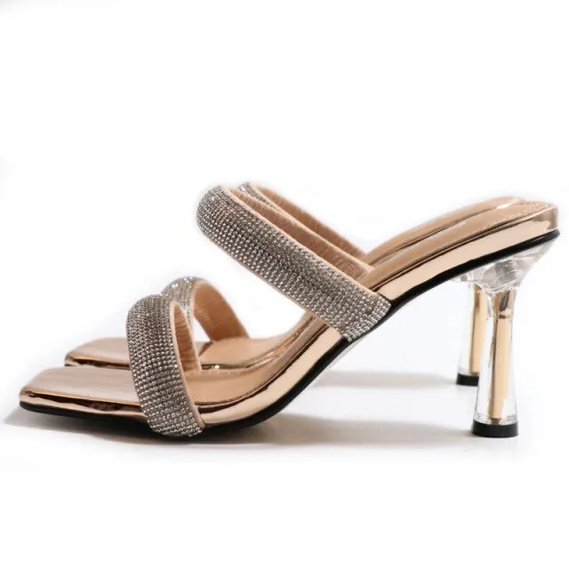 RHINESTONE DOUBLE STRAP HEELS