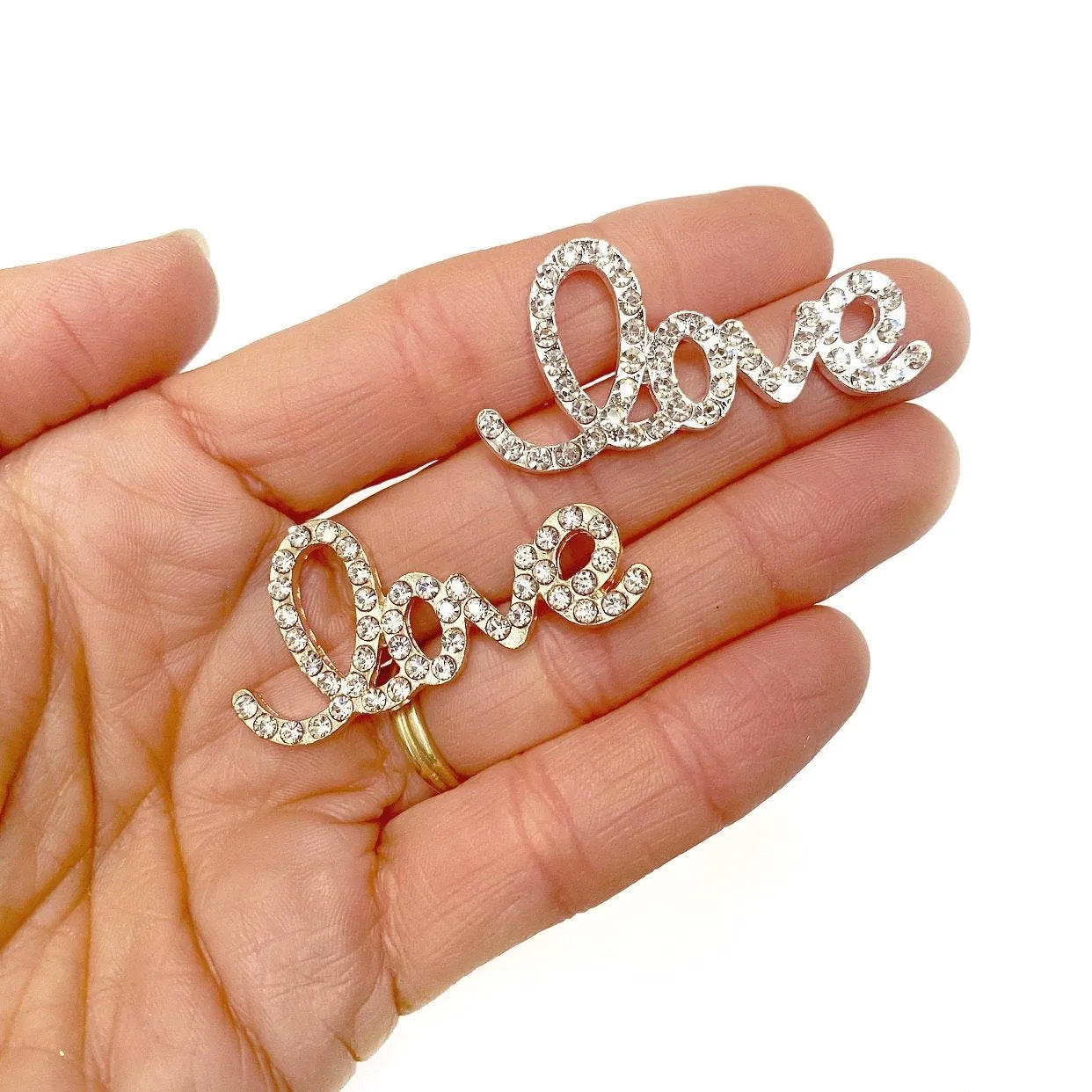Rhinestone Embellishment ⋅ LOVE ⋅ Silver, Gold or Red