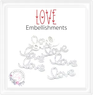 Rhinestone Embellishment ⋅ LOVE ⋅ Silver, Gold or Red