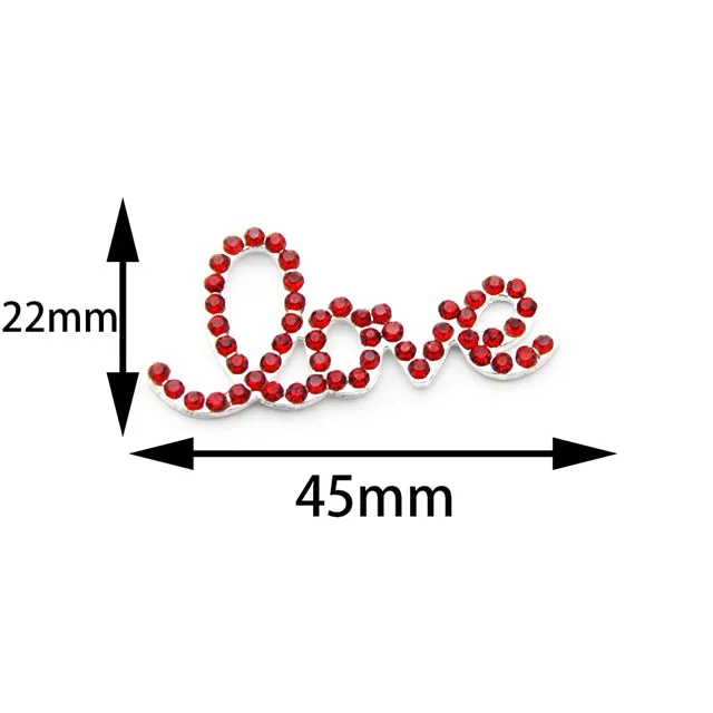 Rhinestone Embellishment ⋅ LOVE ⋅ Silver, Gold or Red