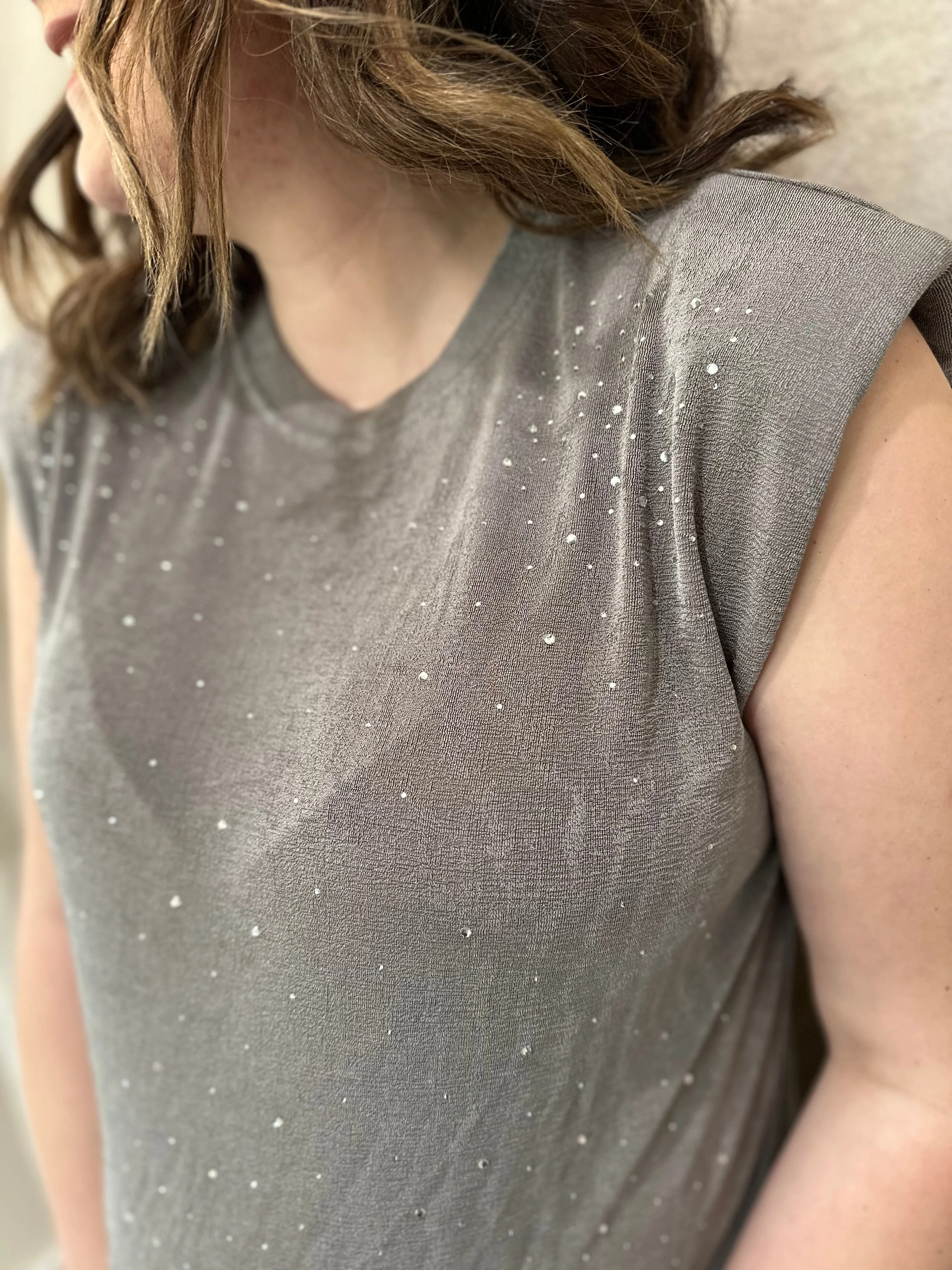 Rhinestone Mock Neck Top