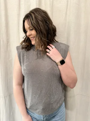 Rhinestone Mock Neck Top