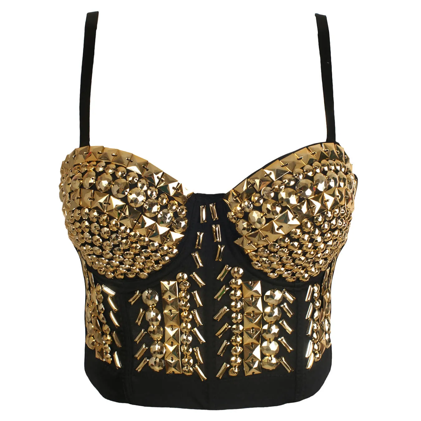 Rhinestone Pearls Diamond Push Up  Bustier Crop Top
