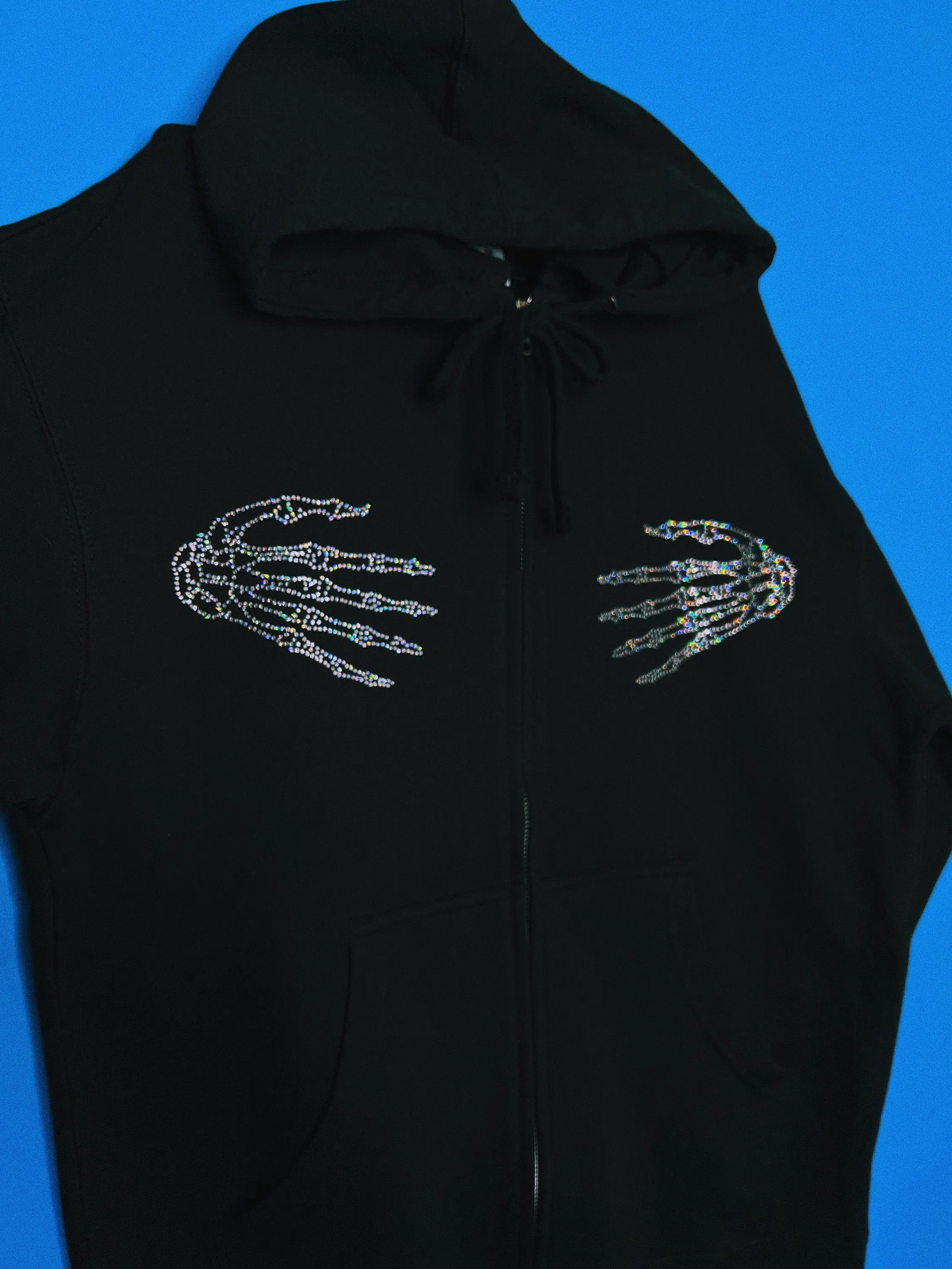 Rhinestone Skeleton Hands Hoodie