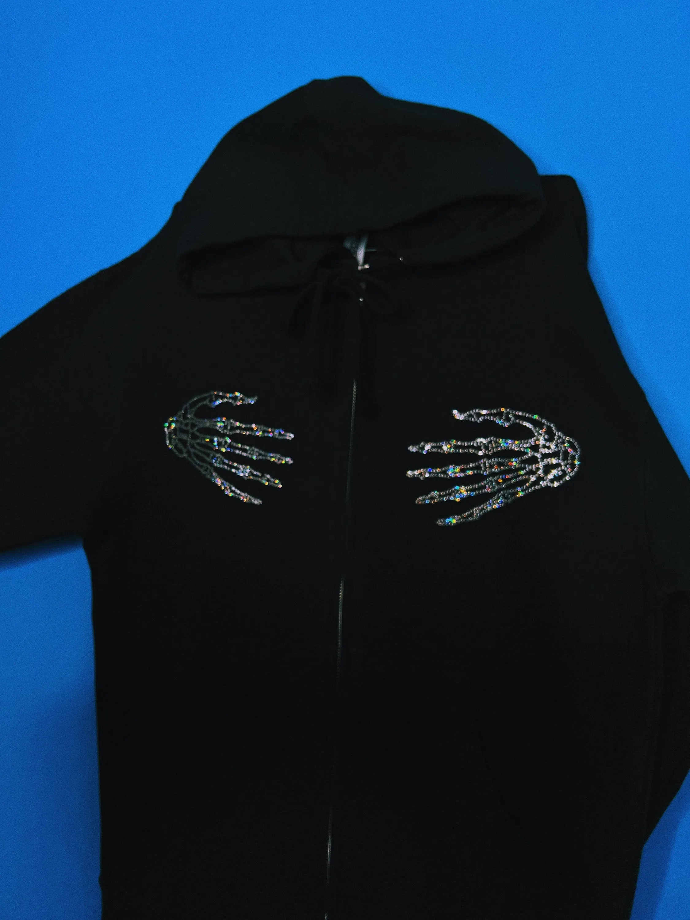 Rhinestone Skeleton Hands Hoodie