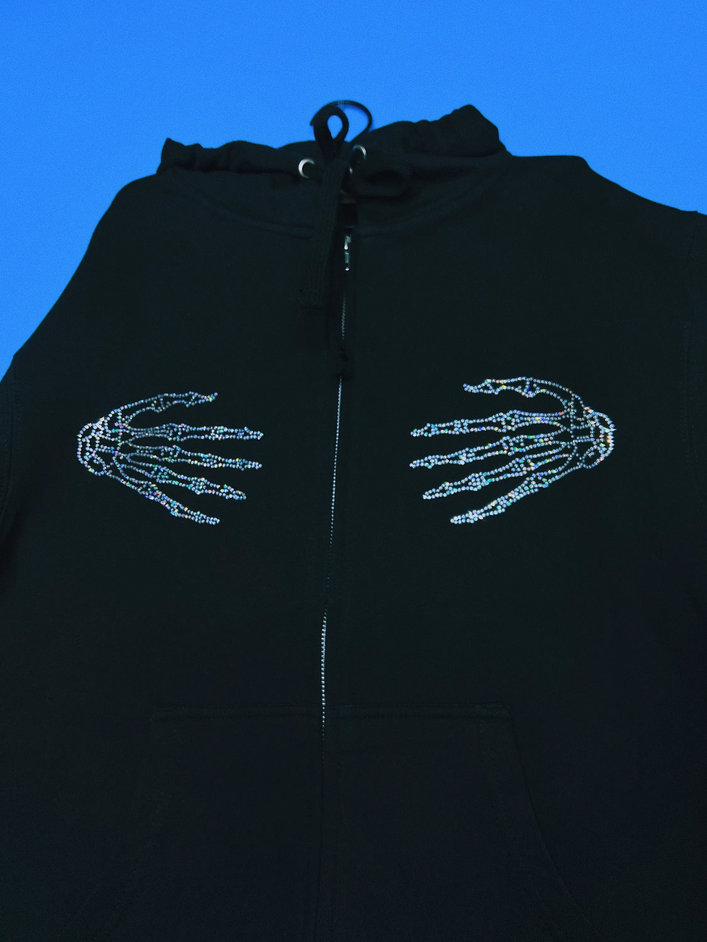 Rhinestone Skeleton Hands Hoodie