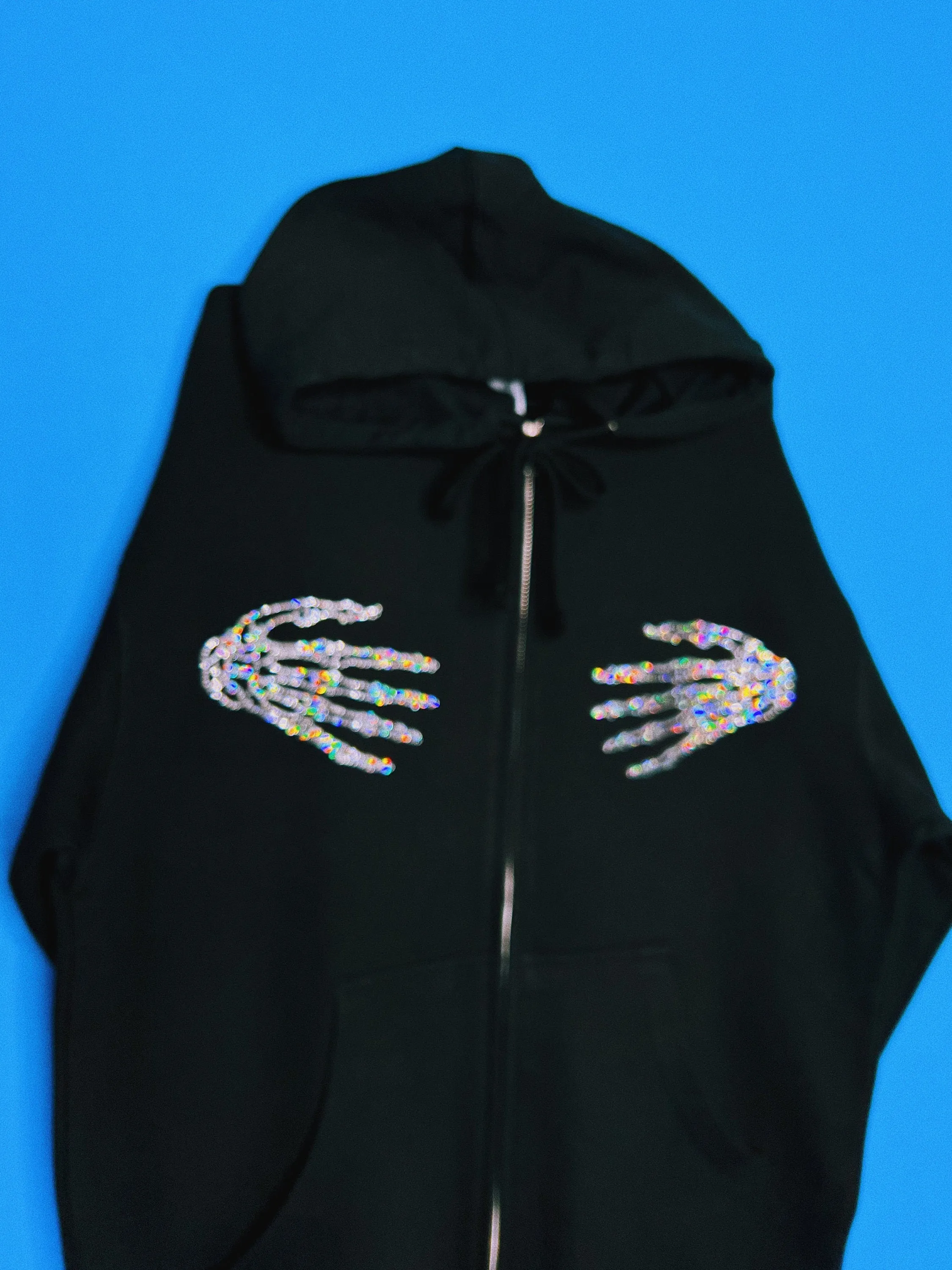 Rhinestone Skeleton Hands Hoodie