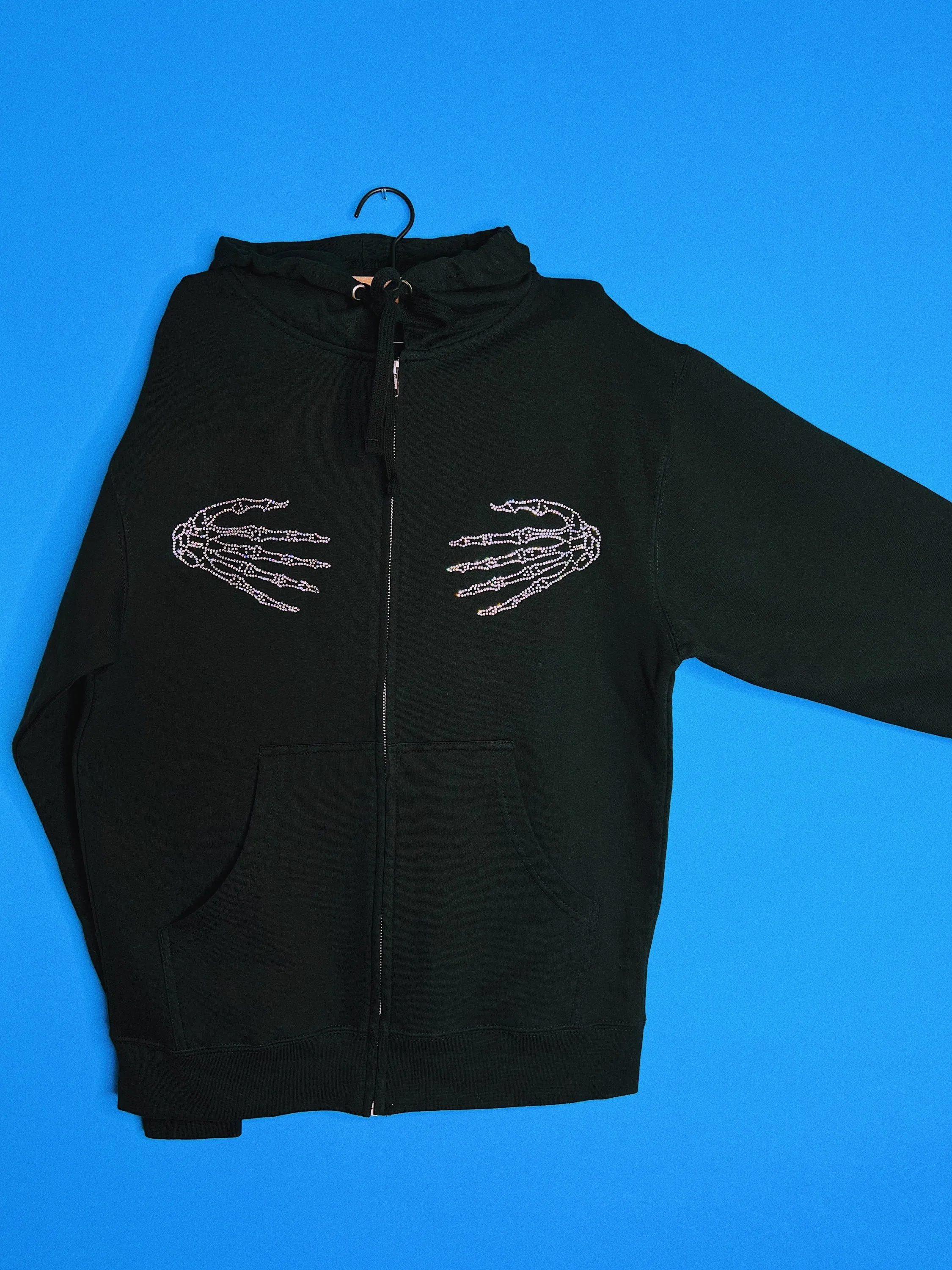 Rhinestone Skeleton Hands Hoodie