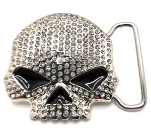 Rhinestone Skull Belt Buckle