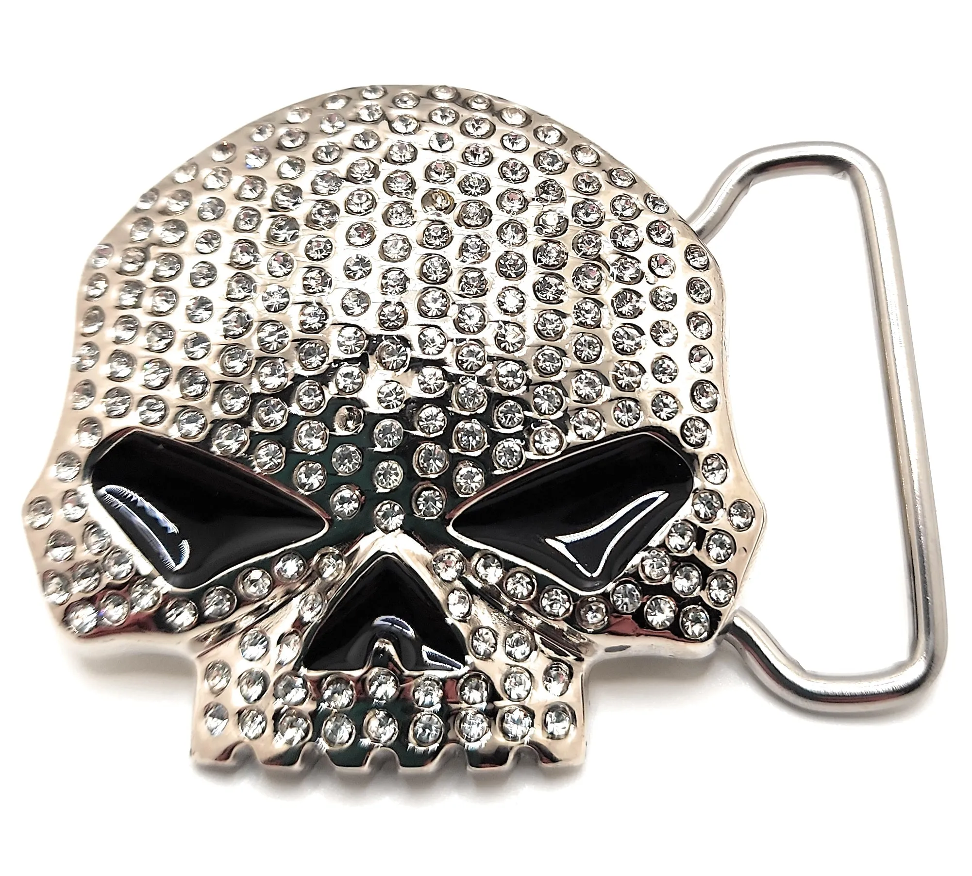 Rhinestone Skull Belt Buckle