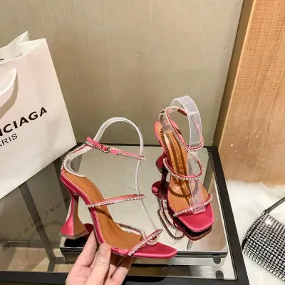 Rhinestone Straps Wine Cup Heels Sandals