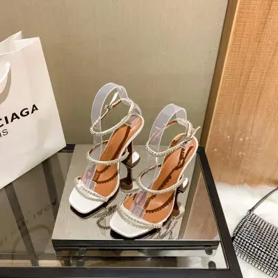 Rhinestone Straps Wine Cup Heels Sandals