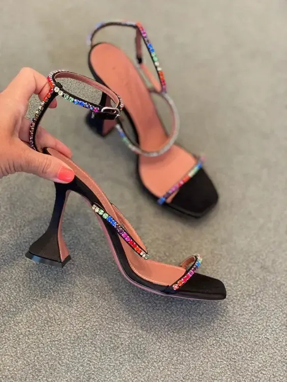 Rhinestone Straps Wine Cup Heels Sandals