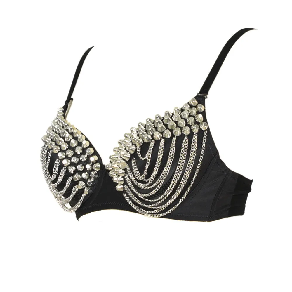 Rivet & Chain Tassel Bras Belly