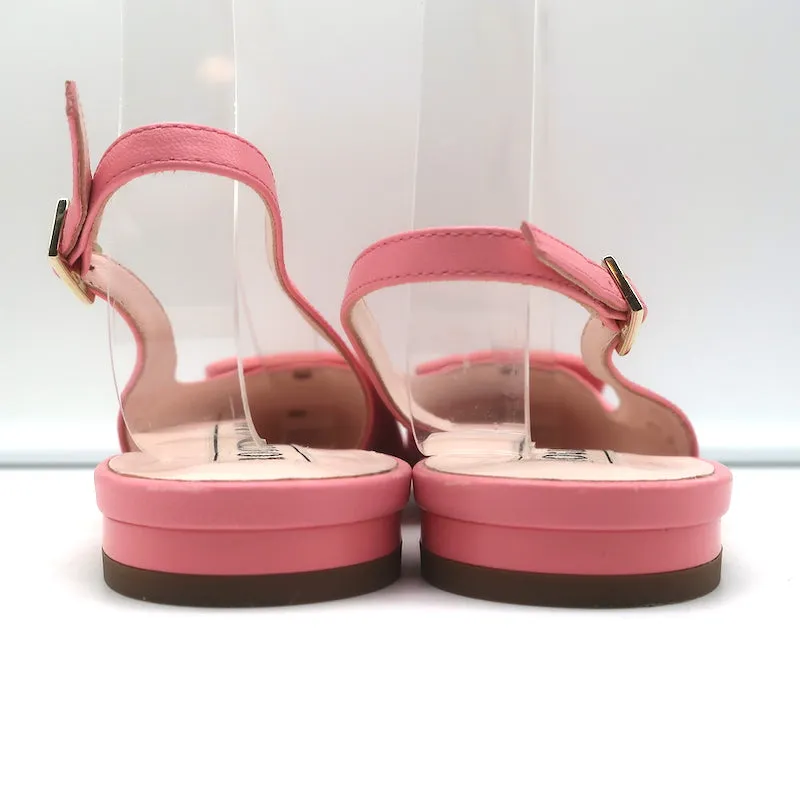 Roger Vivier Gommettine Buckle Slingback Ballet Flats Pink Leather Size 36