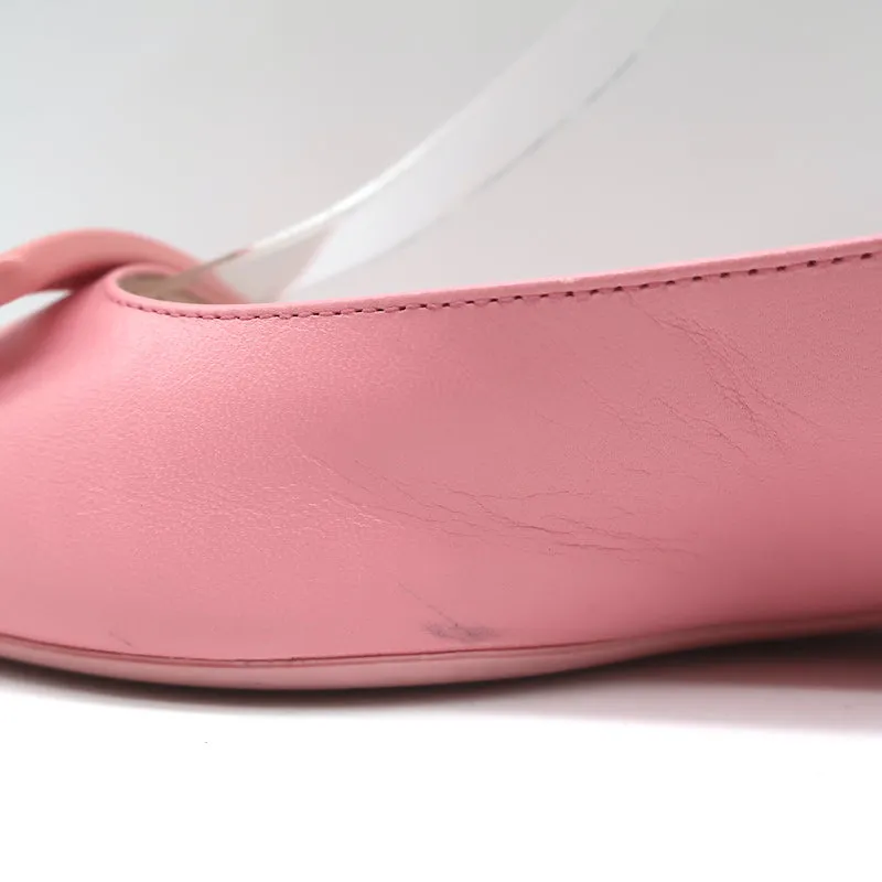 Roger Vivier Gommettine Buckle Slingback Ballet Flats Pink Leather Size 36