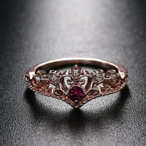 Rose Gold Crown Rhinestone Ring