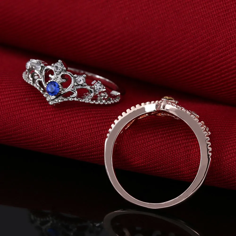 Rose Gold Crown Rhinestone Ring