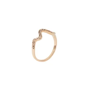 Rose Gold Ripple Design Rhinestone Ring
