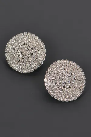Round Shape Rhinestone Stud Earrings