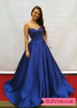 Royal Blue or Black Strapless Beaded Prom Dresses Pageant Dress
