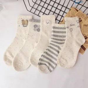Rufia - Cute Cartoon Bear Pattern Crew Socks