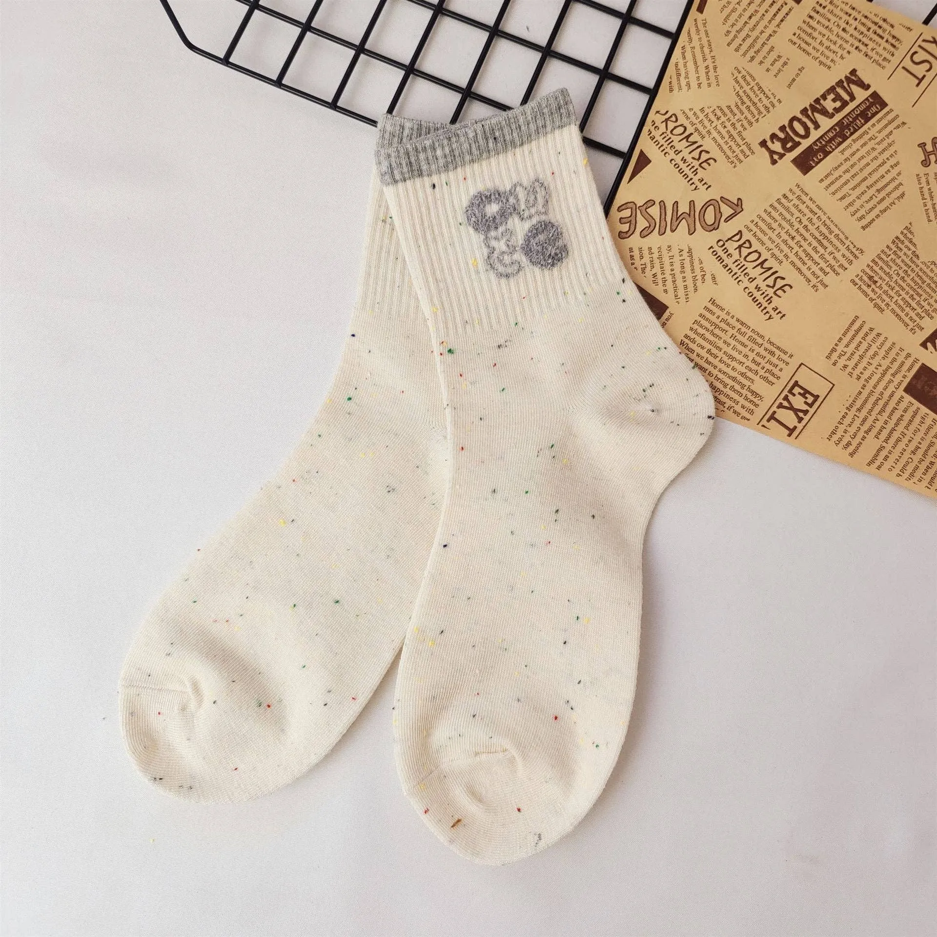 Rufia - Cute Cartoon Bear Pattern Crew Socks