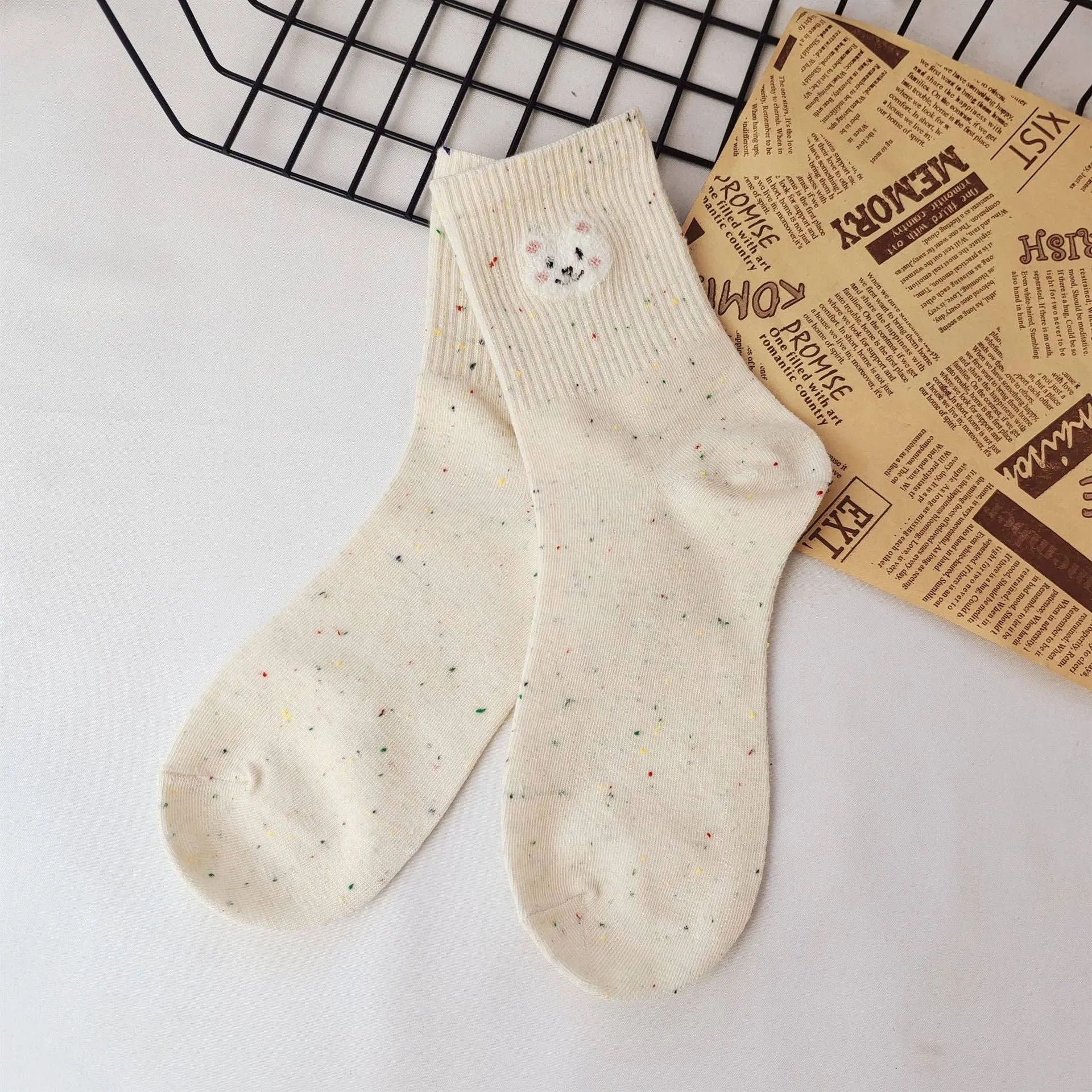 Rufia - Cute Cartoon Bear Pattern Crew Socks