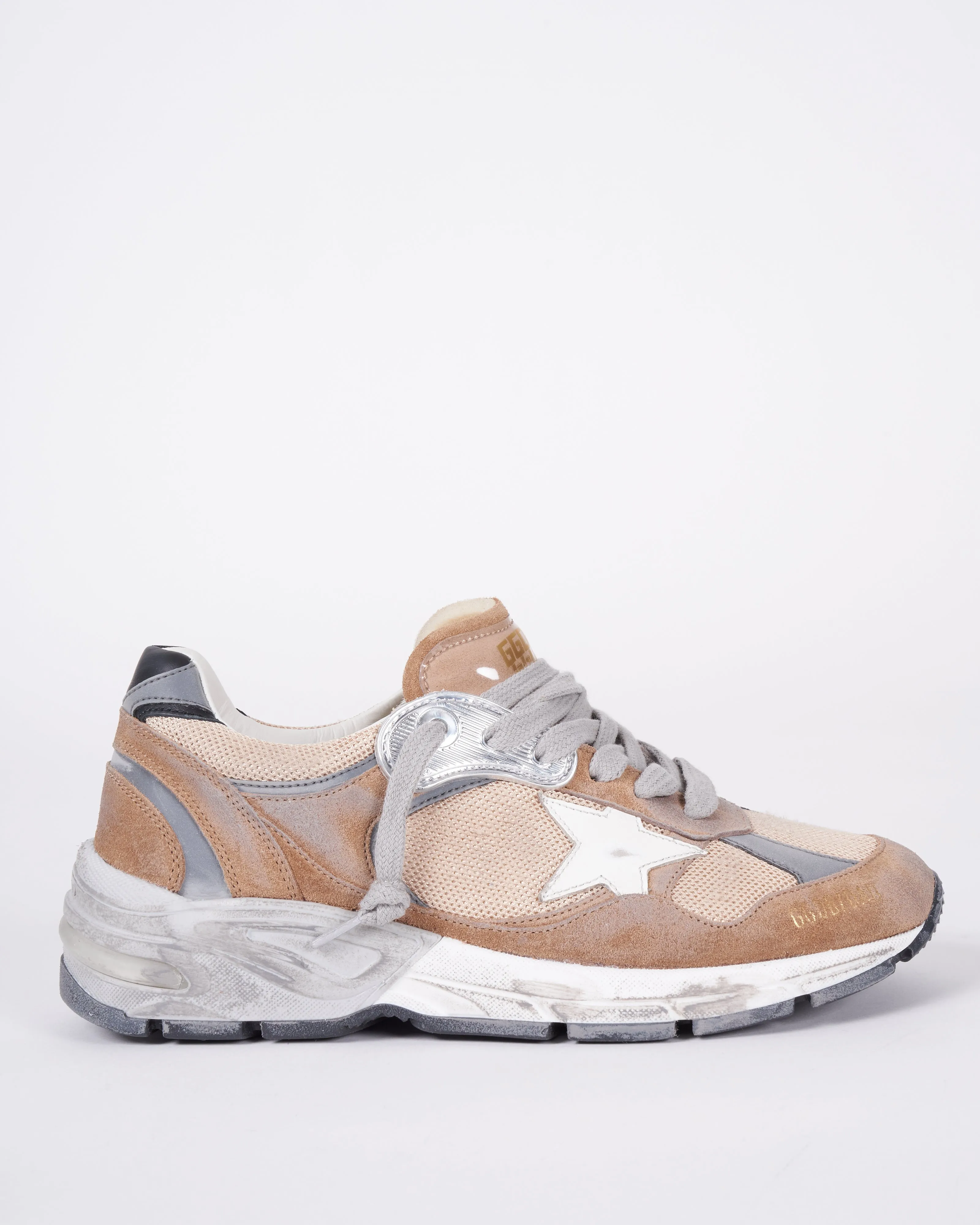 running dad net and suede upper leather star suede spur - tobacco/bronze/white/black 55460