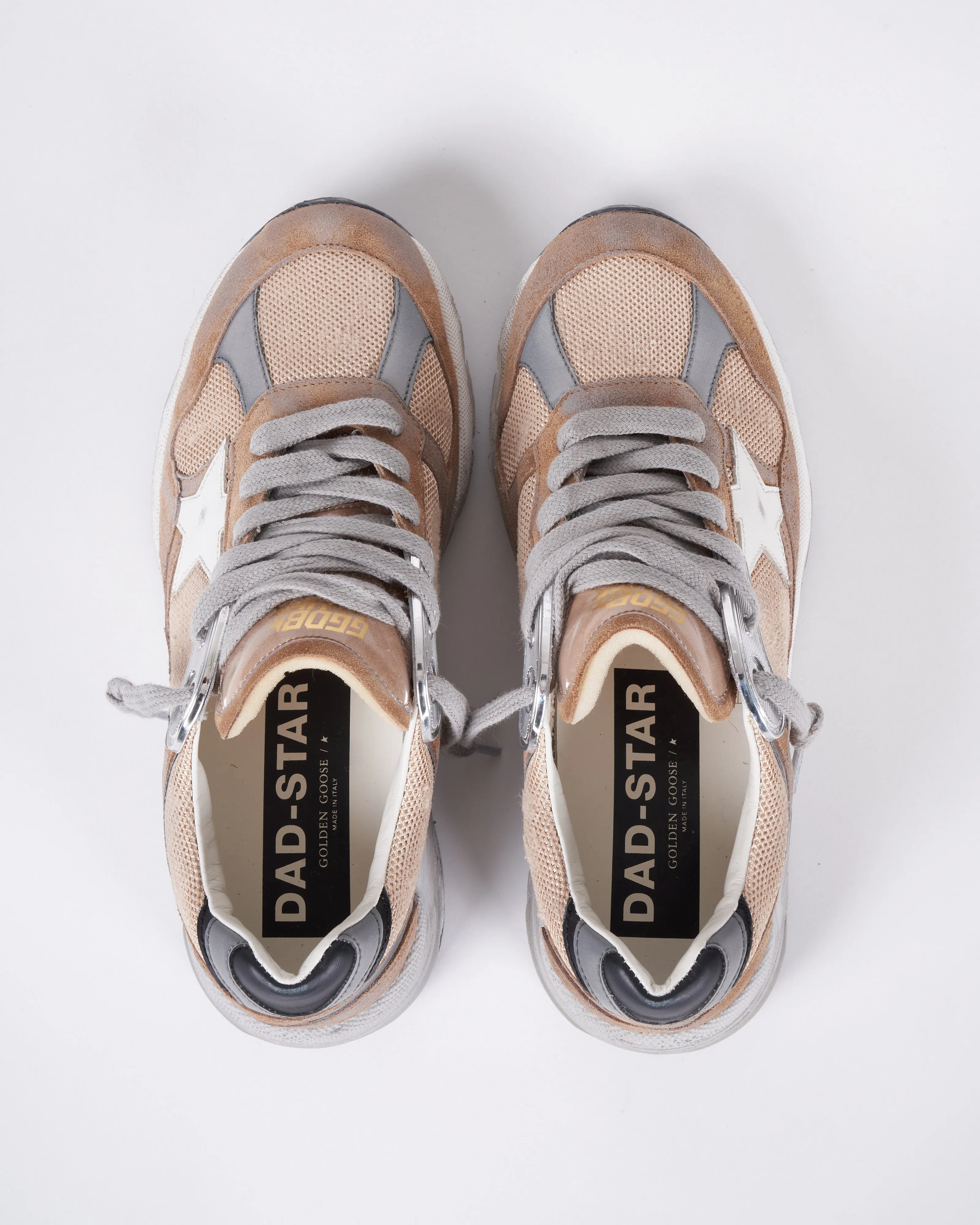 running dad net and suede upper leather star suede spur - tobacco/bronze/white/black 55460