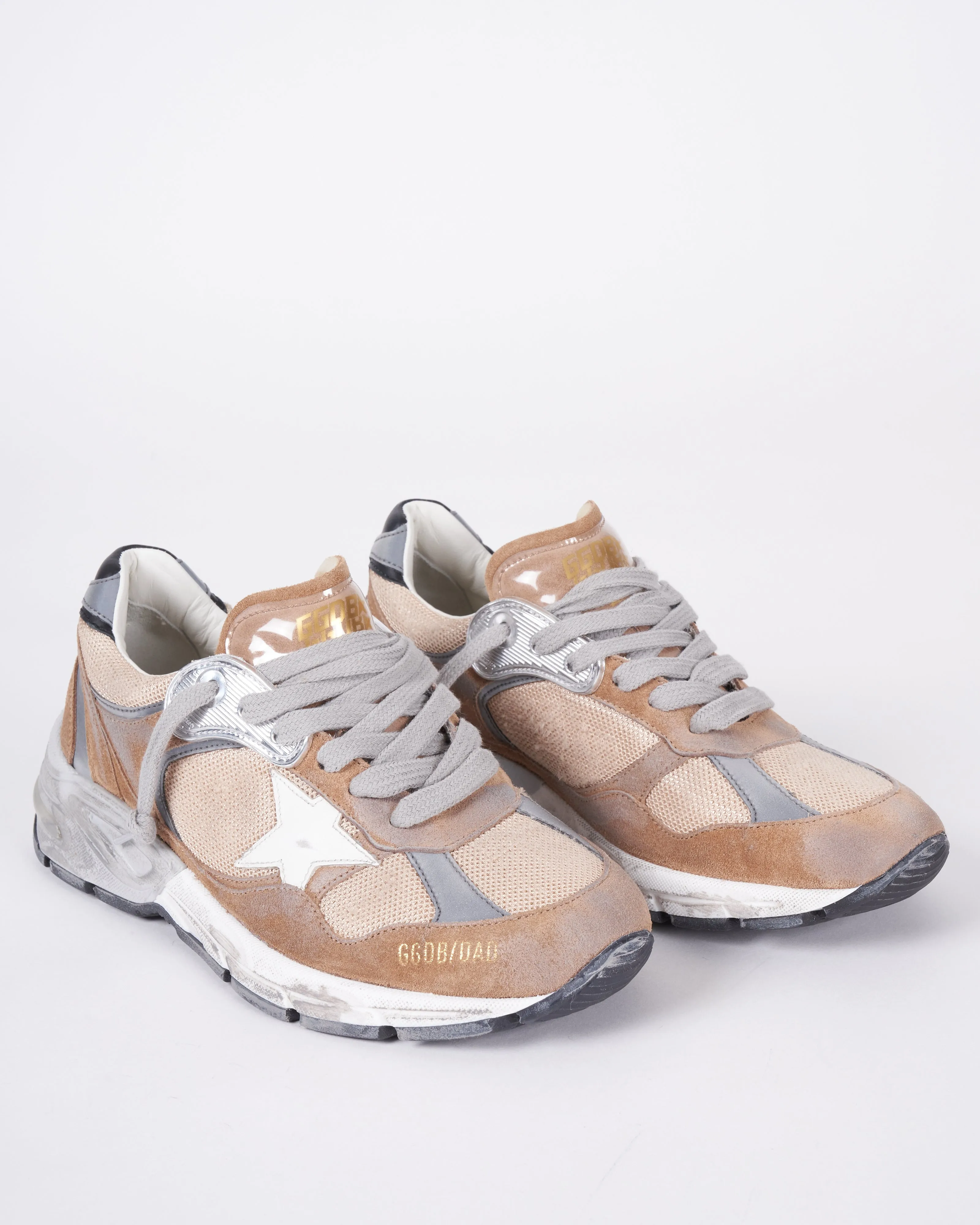 running dad net and suede upper leather star suede spur - tobacco/bronze/white/black 55460