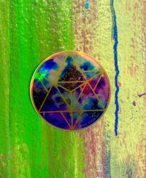 Sacred Geometry Cosmic - Rainbow Holographic sticker - Celestial Merkabah (GOLD)