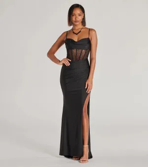 Sadie Rhinestone Corset Open Back Mermaid Formal Dress