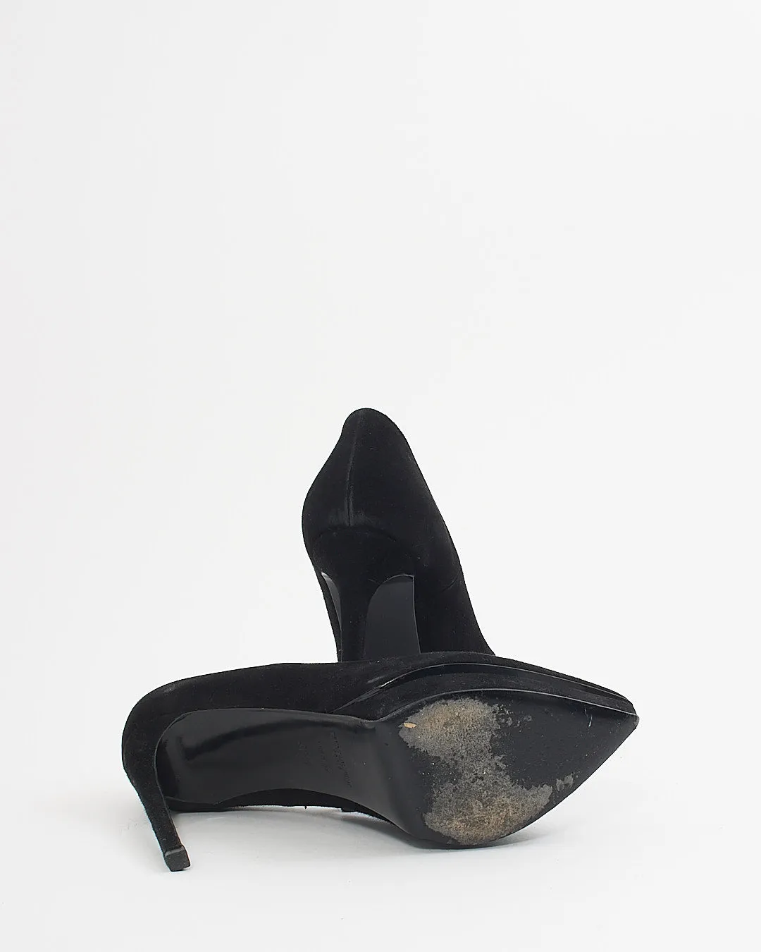 Saint Laurent Black Suede Janis Platform Pumps - 38.5