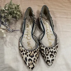 Sam Edelman Leather Loafer Flats Women Size 6 Animal Print Calf Hair Leopard.