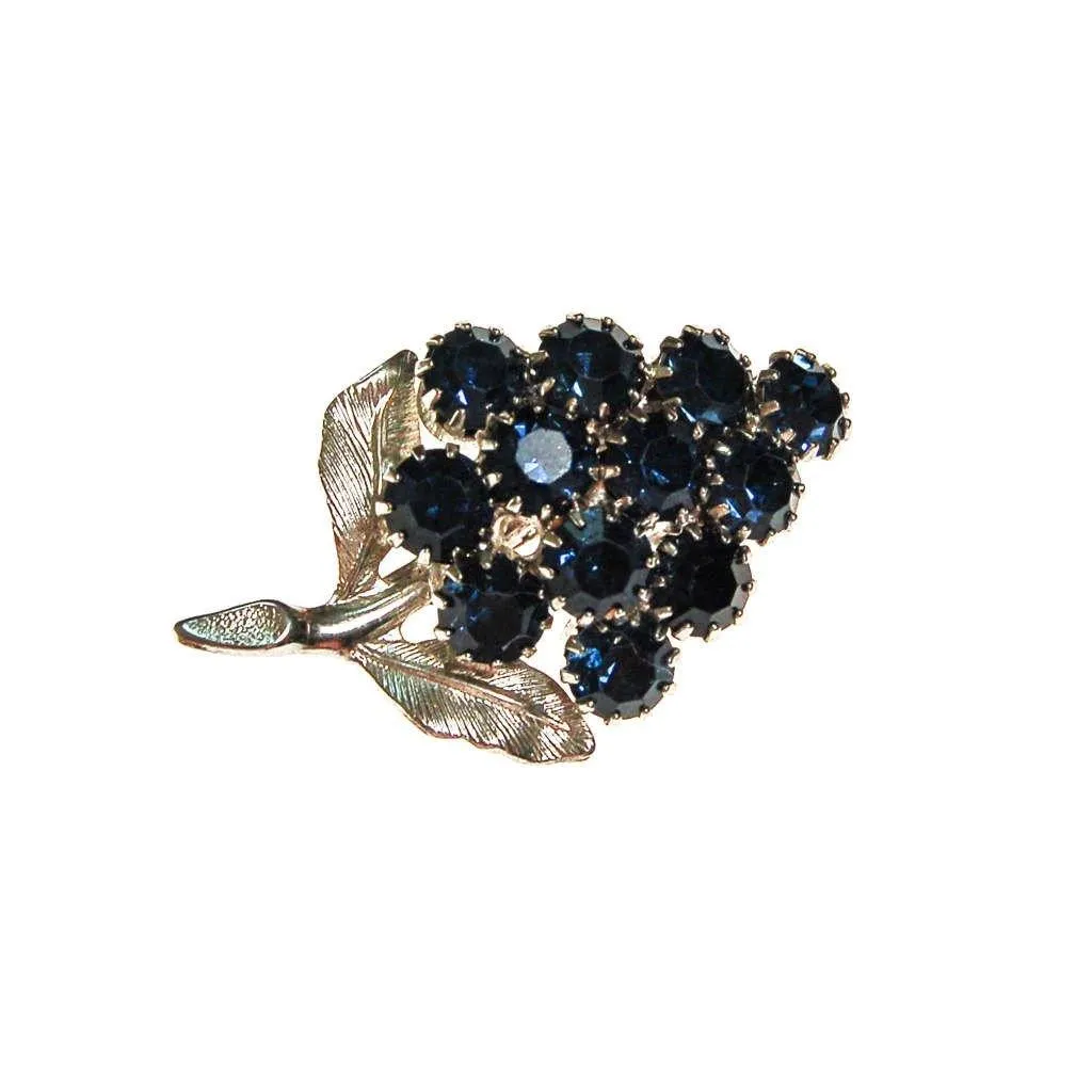 Sapphire Rhinestone Cluster of Grapes Brooch