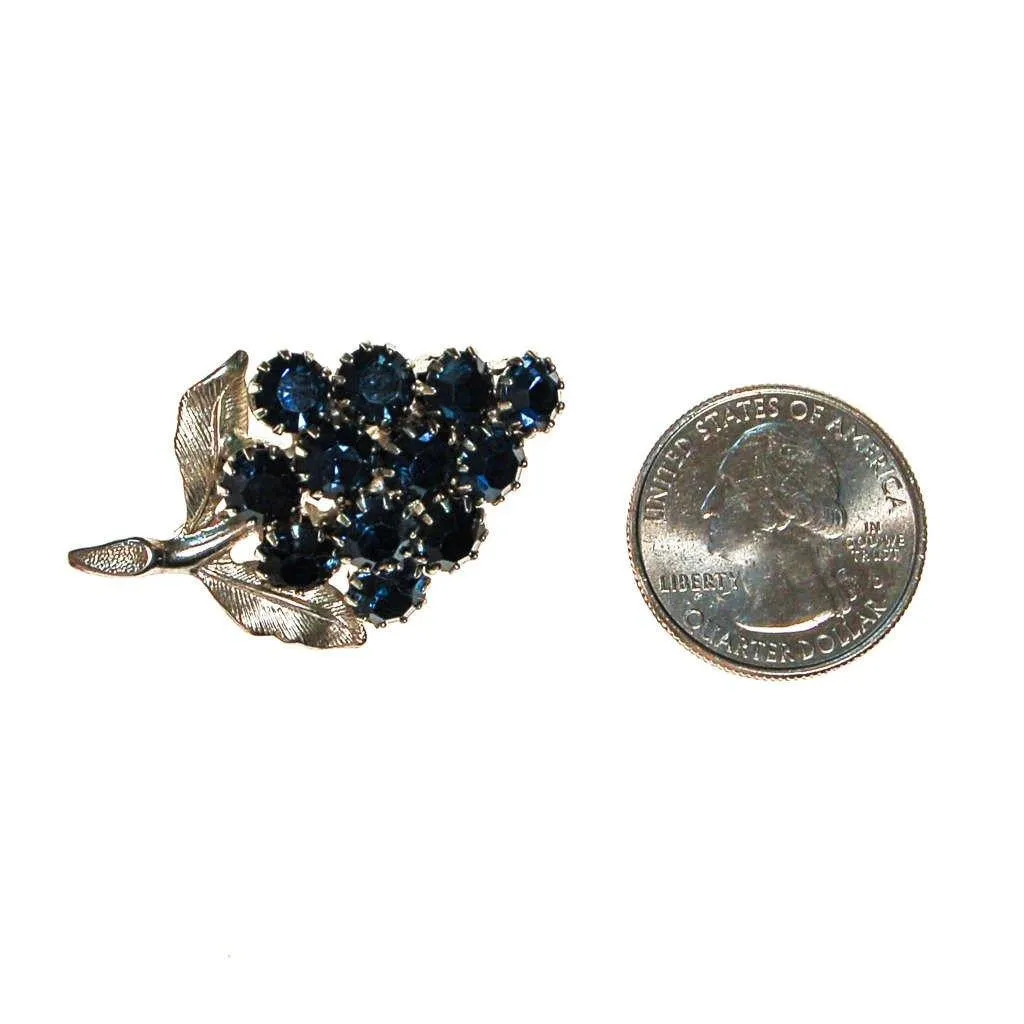 Sapphire Rhinestone Cluster of Grapes Brooch