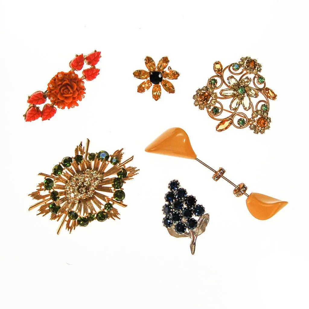 Sapphire Rhinestone Cluster of Grapes Brooch