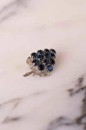 Sapphire Rhinestone Cluster of Grapes Brooch