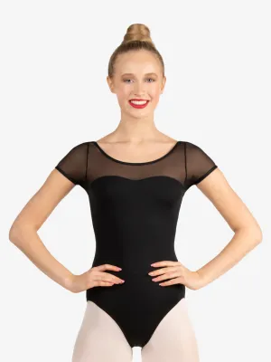 SE1039C Mesh Yoke Short Sleeve Leotard