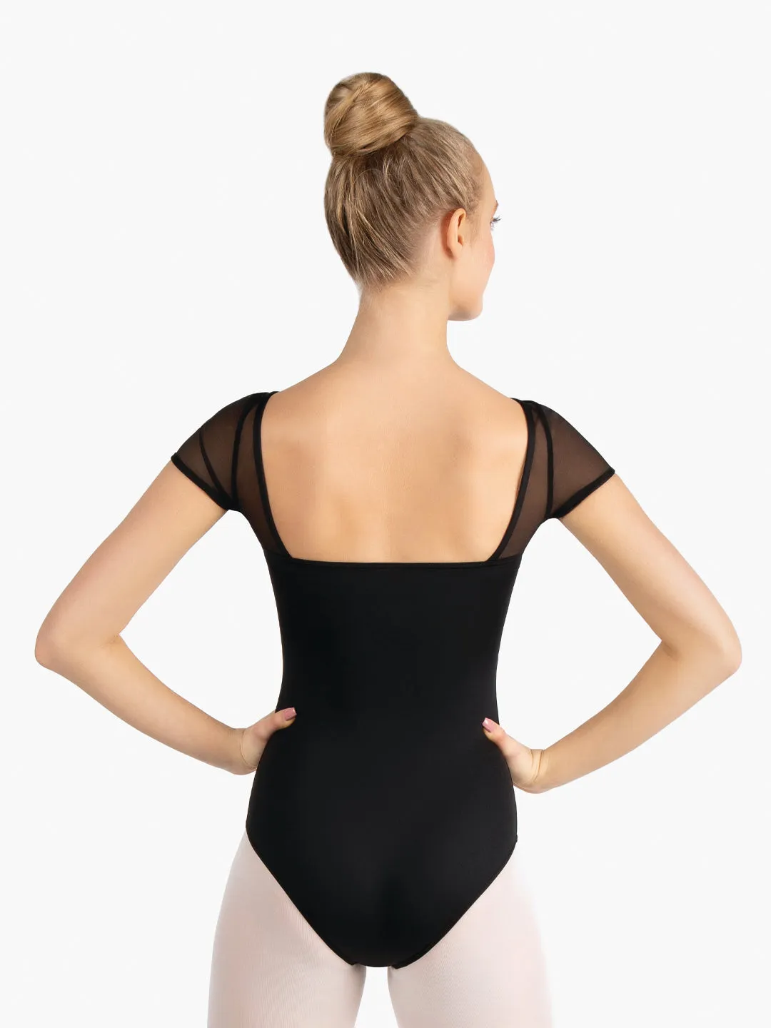 SE1039C Mesh Yoke Short Sleeve Leotard