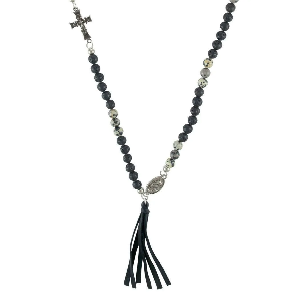 Secret Ceremony Necklace in Black and Dalmatian Stone
