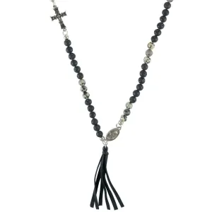 Secret Ceremony Necklace in Black and Dalmatian Stone