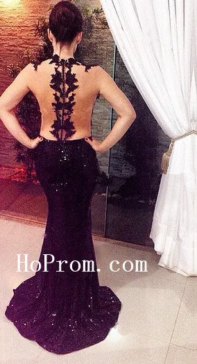 Sequin Beaded Prom Dresses,Black  Prom Dress,Evening Dress