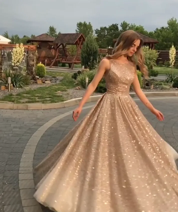 Sequin Dress Long  ,Sparkly Sequin Prom Dresses ,Open Back Light Gold Sequin Dresses