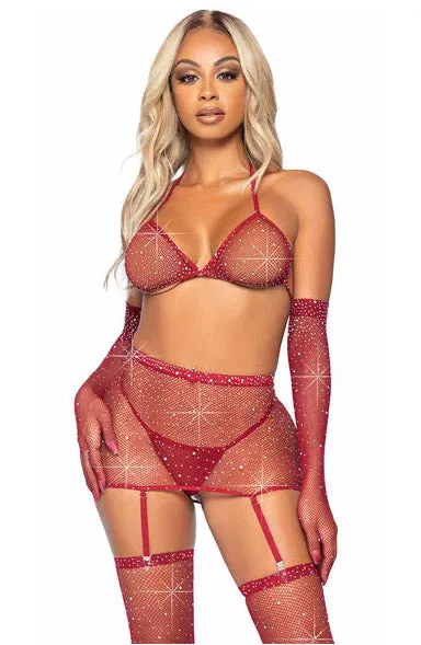 Sexy Diamond Fishnet Bodystocking with Gloves